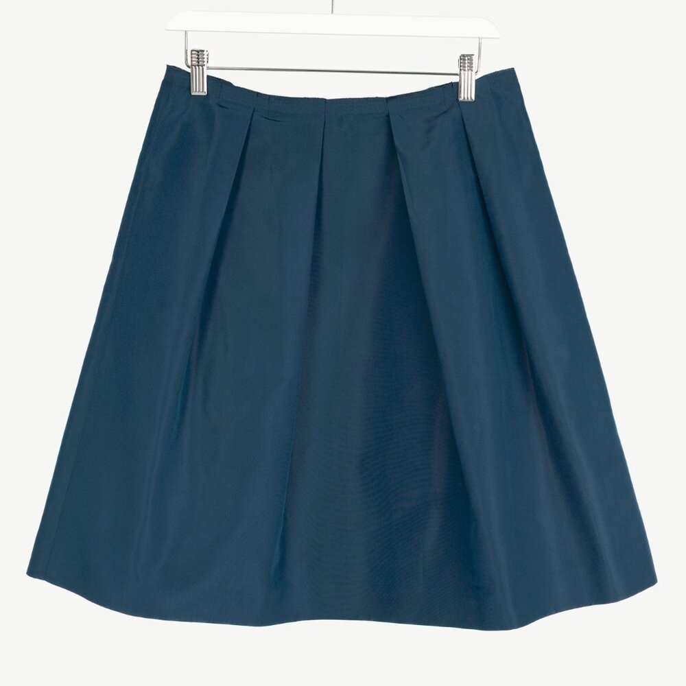 Prada Blue Silk-Taffeta Pleated Flared Skirt